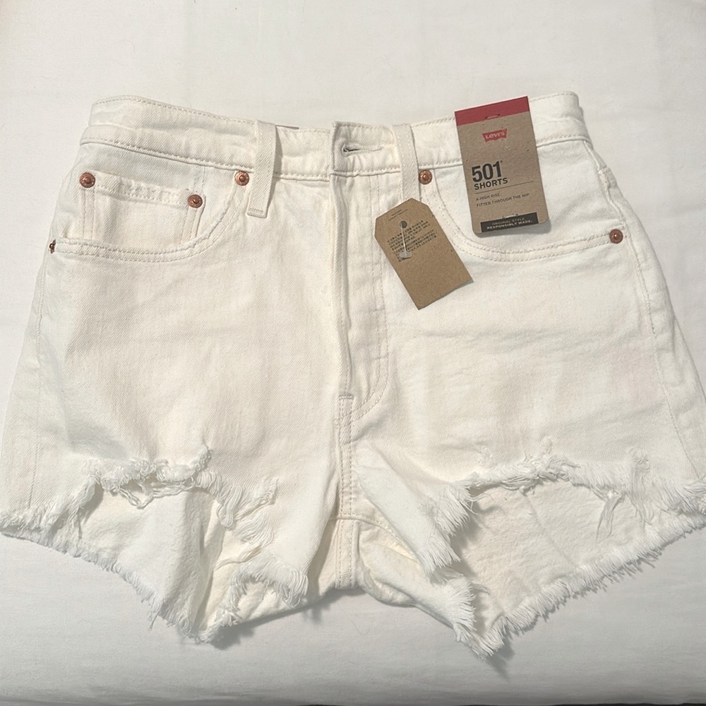 Levi’s 501 High Rise Jean Shorts - White 27